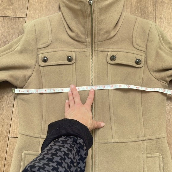 Cole Haan wool blend military trench coat jacket beige tan zipper size 4 - Picture 9 of 14